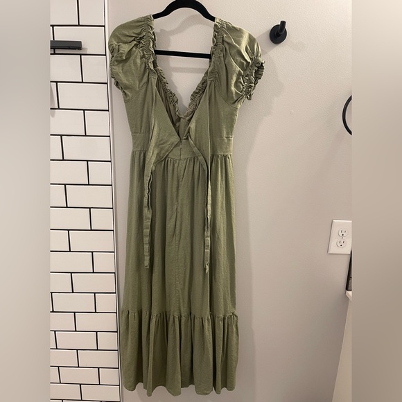 Petal & Pup Olive Green Maxi Dress with Ruffle Accents - Picture 2 of 5